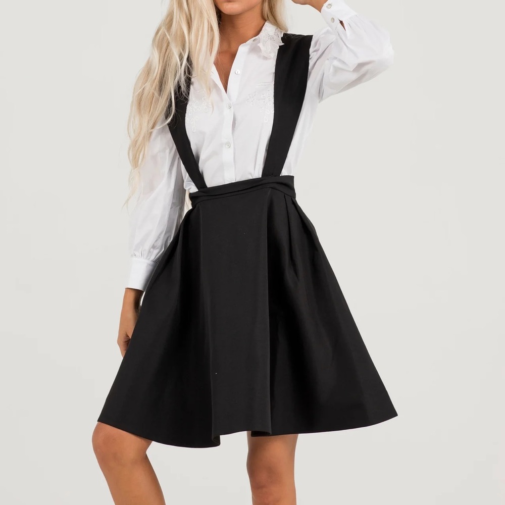 NWT Aleeza Paris Marci Jumper with Pockets and Suspenders 23” Skirt Size Small